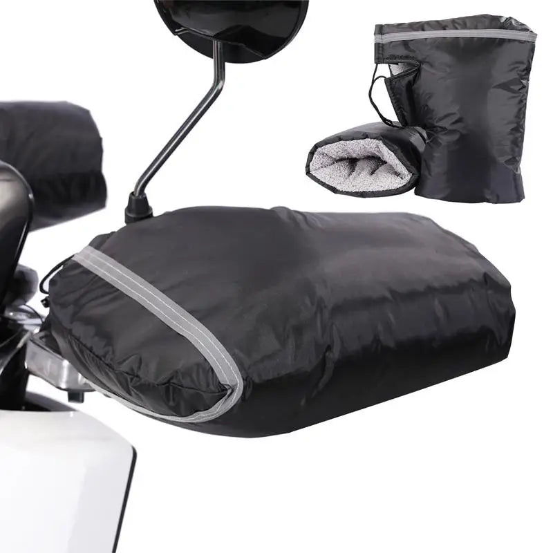 Winter Motorcycle Handlebar Mittens - Windproof Warm Hand Covers for ATV & Snowmobile