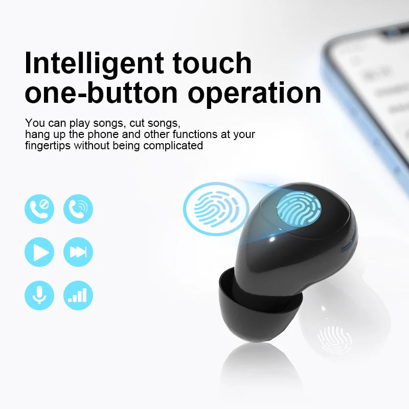 Mini Invisible Earbuds - Bluetooth 5.3 Wireless Earphones with 24H Battery & Noise Cancelling