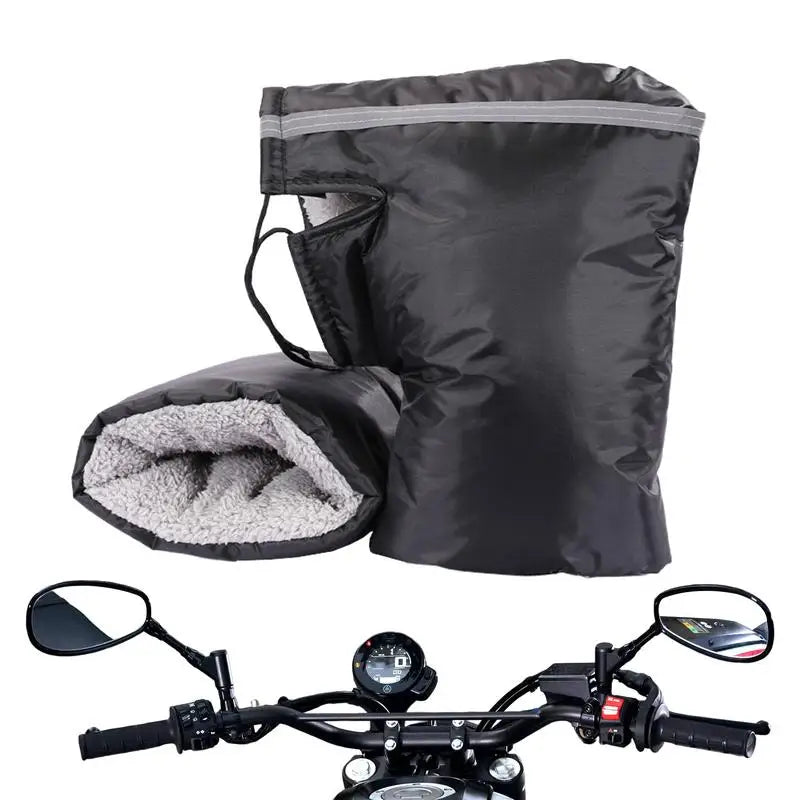 Winter Motorcycle Handlebar Mittens - Windproof Warm Hand Covers for ATV & Snowmobile