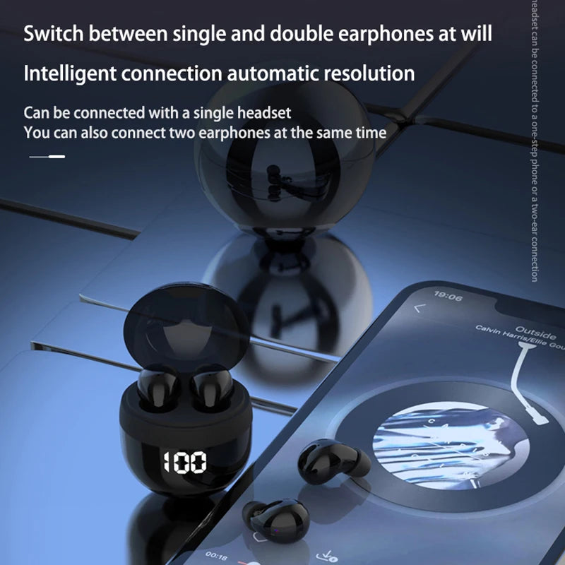 Mini Invisible Earbuds - Bluetooth 5.3 Wireless Earphones with 24H Battery & Noise Cancelling