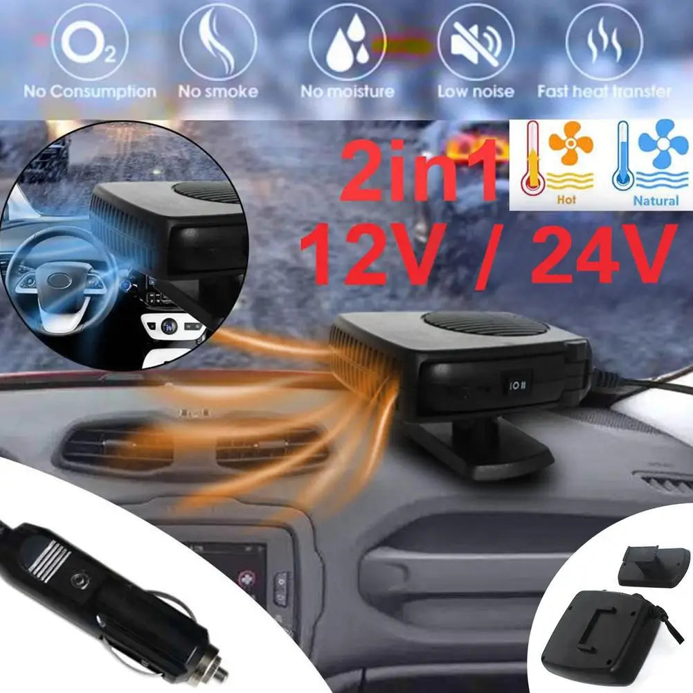 150W Portable Car Heater & Defroster - 12v Fast Heating Fan