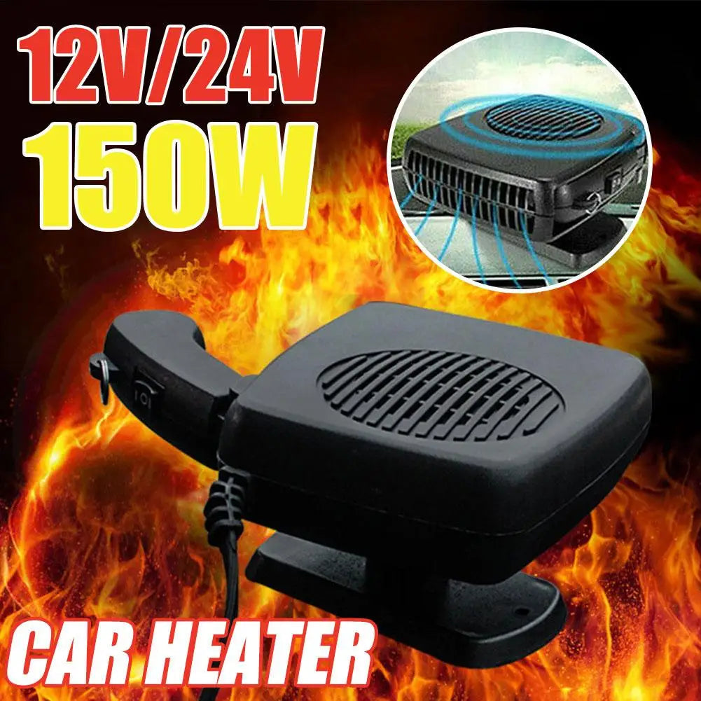 150W Portable Car Heater & Defroster - 12v Fast Heating Fan