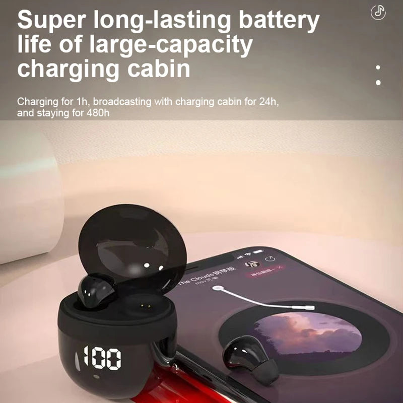 Mini Invisible Earbuds - Bluetooth 5.3 Wireless Earphones with 24H Battery & Noise Cancelling