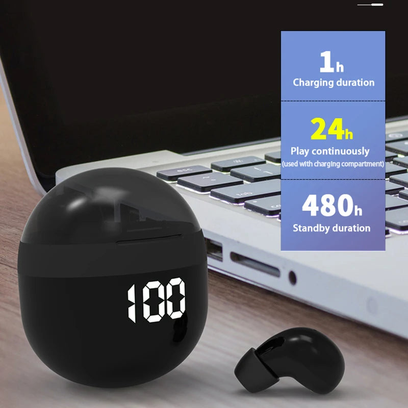 Mini Invisible Earbuds - Bluetooth 5.3 Wireless Earphones with 24H Battery & Noise Cancelling