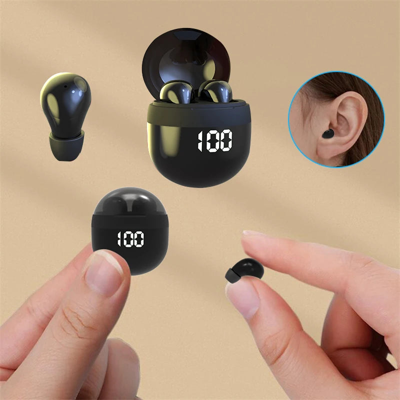 Mini Invisible Earbuds - Bluetooth 5.3 Wireless Earphones with 24H Battery & Noise Cancelling
