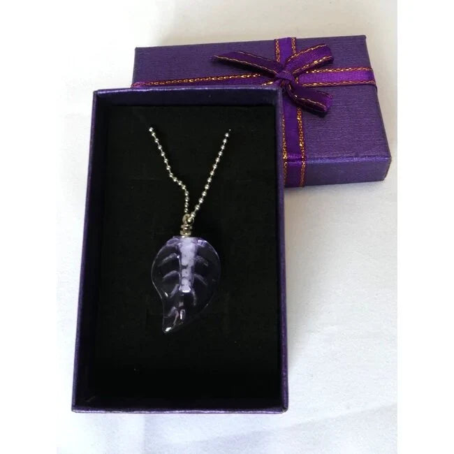 Leaf Spirit Energy Necklace - Inner Strength & Balance | Purple Glass