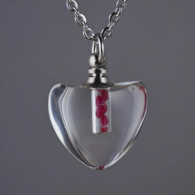 Valentine Love Heart Necklace - Passion & Vitality | Red Glass